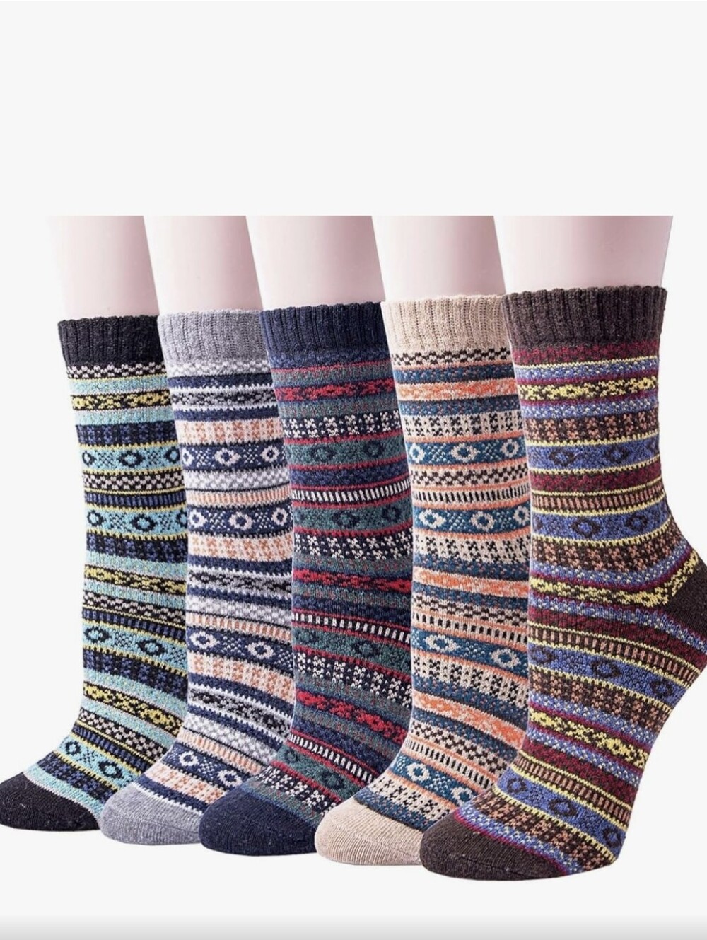 5 Pairs Women Vintage Wool Winter Boot Socks - NIP